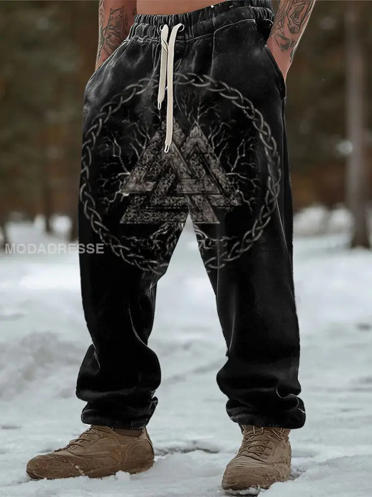 Mäns Mystic Valknut Symbol Svarta strömbyxor flerlog / S