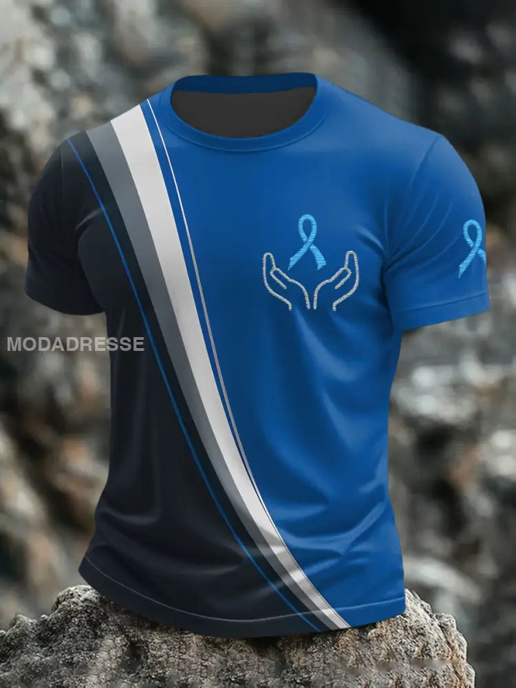 Mäns prostatacancer Blå Ribbon T shirts blå / S