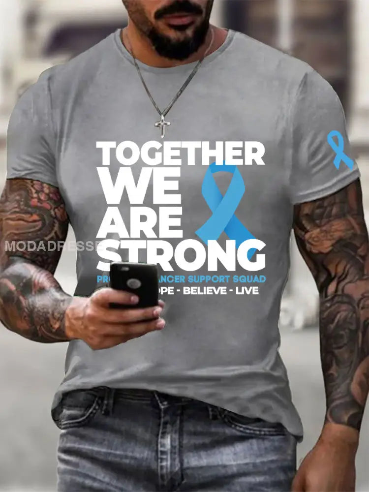 Mäns prostatacancer medvetenhet Skriv ut Casual T shirt ljusgrå. / S
