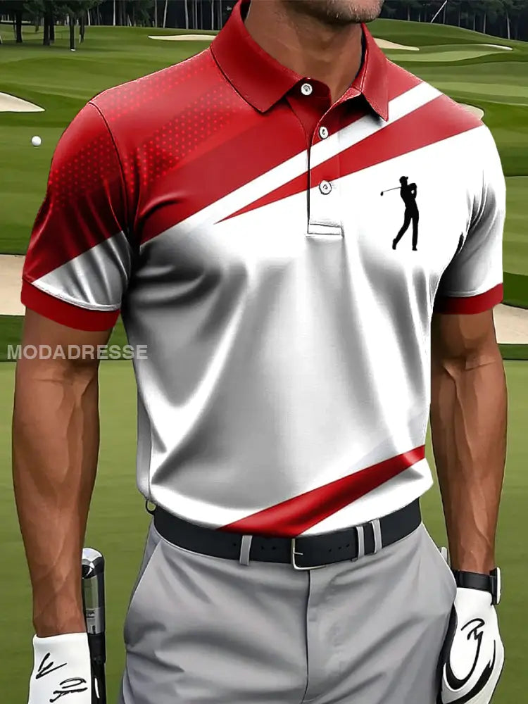 Mäns Retro Abstract Geometrisk konst Skriv ut Casual Business Polo tröj flerlog / S