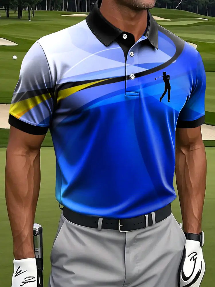 Mäns Retro Abstract linje Texture Konst Skriv ut Casual Business Polo tröj flerlog / S