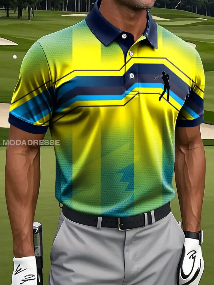 Mäns Retro Abstrakt oregelbunden rand Konst Skriv ut Casual Business Polo tröj S