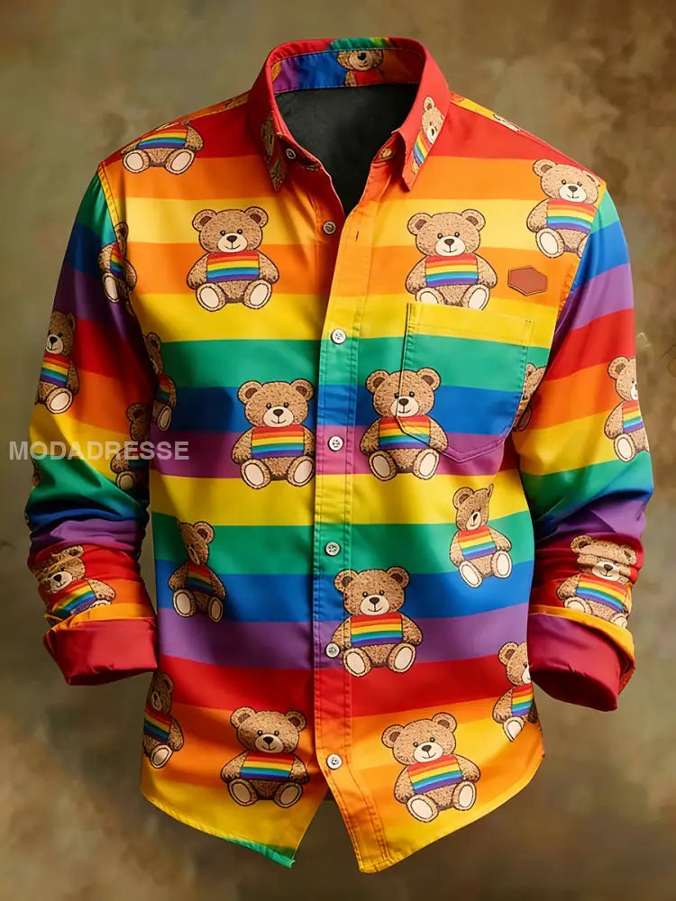 Mäns Retro Konst Skriv ut bekväma affärer långärmen skjorta A / S