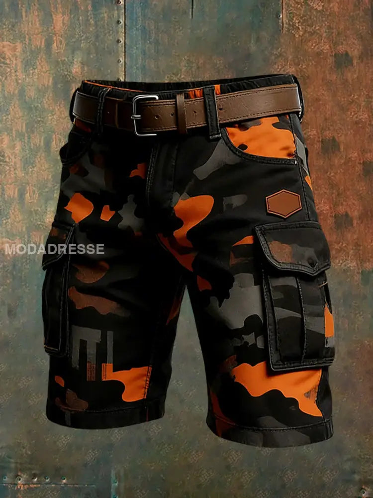 Mäns Retro Vacation Business Art Print Casual Shorts A / S