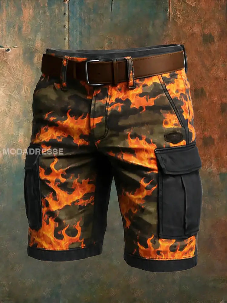 Mäns Retro Vacation Business Art Print Casual Shorts A / S