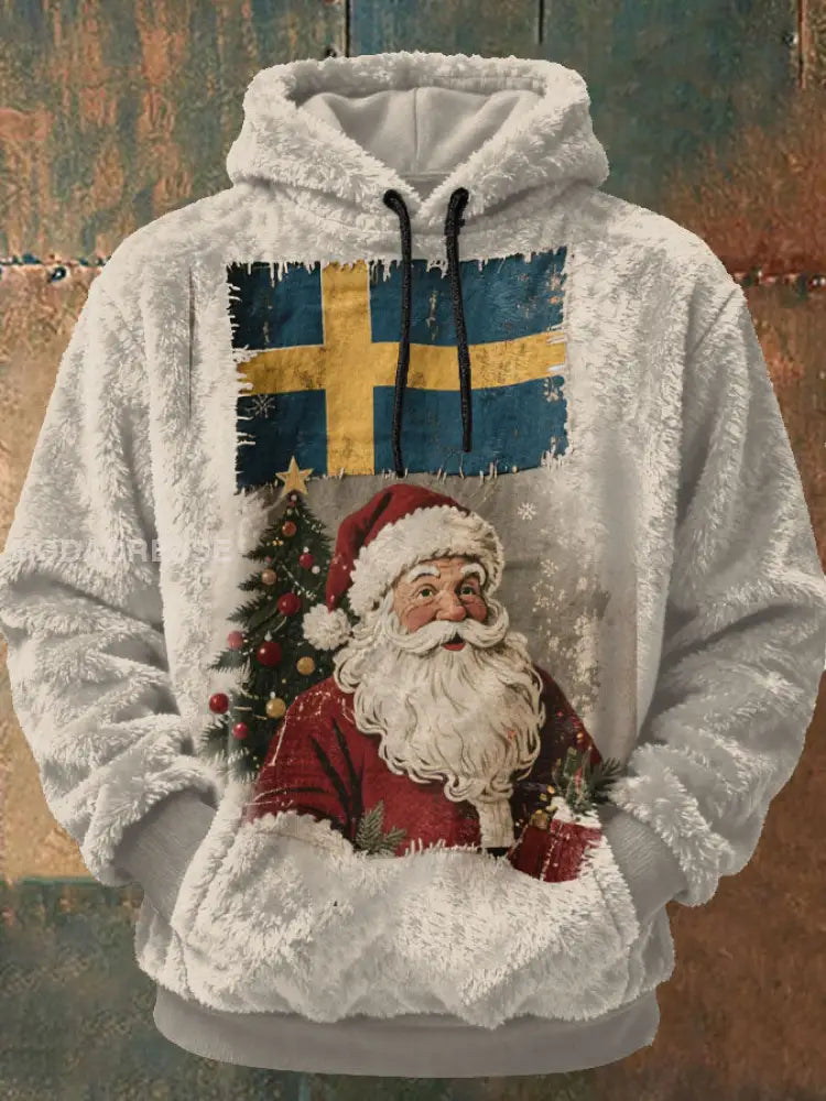 Mäns roliga jul tryckt Hoodie tryckt Aprikot / S