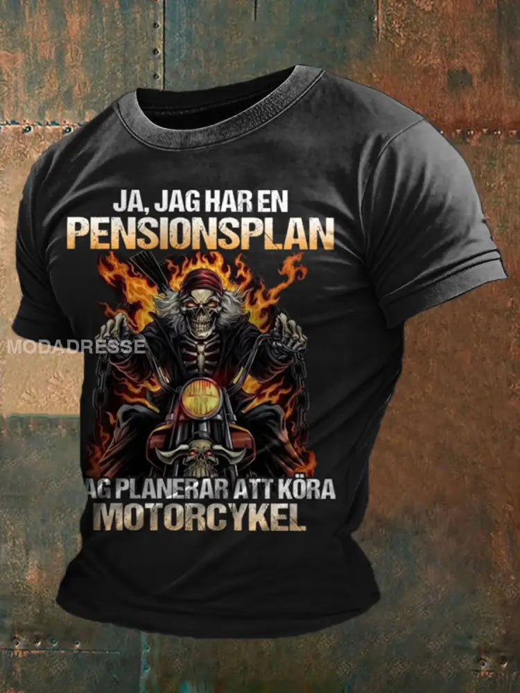 Mäns roliga pensionerade tryckt T-shirt svart / S
