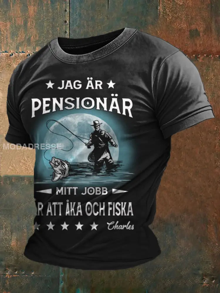 Mäns roliga pensionerade tryckt T-shirt svart / S