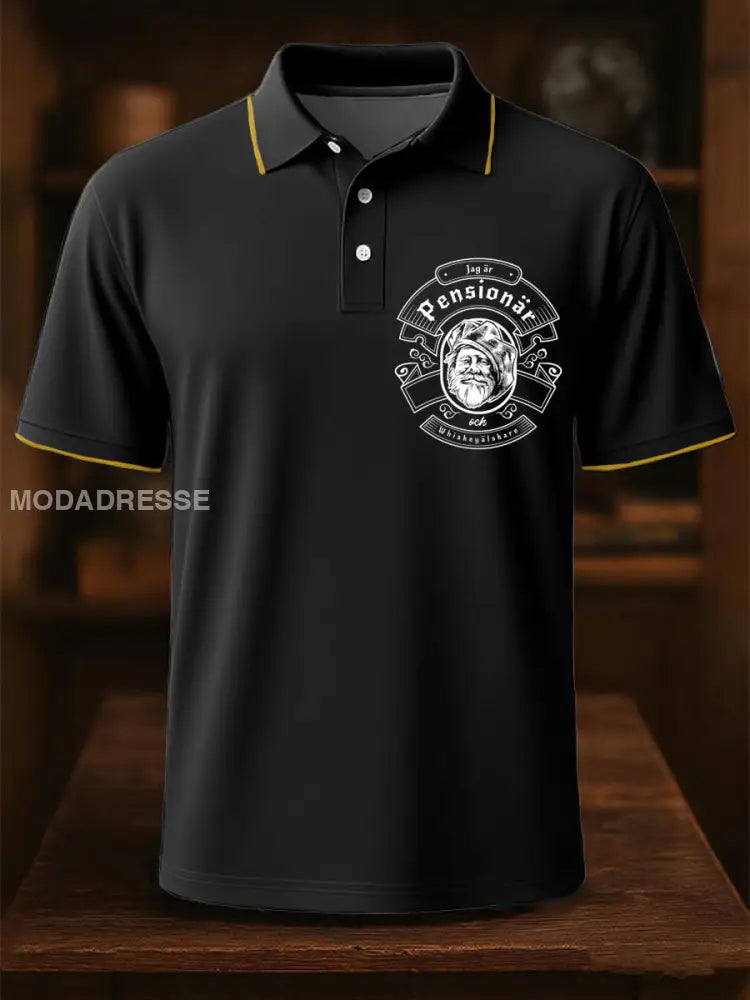 Mäns roliga pensionerade tryckta Casual Tops svart / S