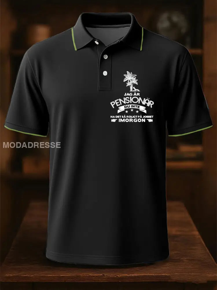 Mäns roliga pensionerade tryckta Casual Tops svart / S