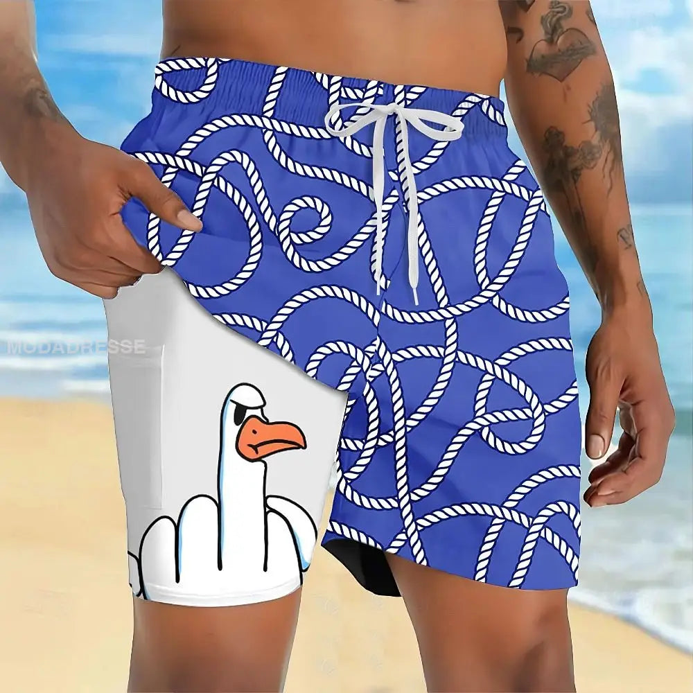 Mäns semester stil tecknad film Printed fodrad snabb torr shorts