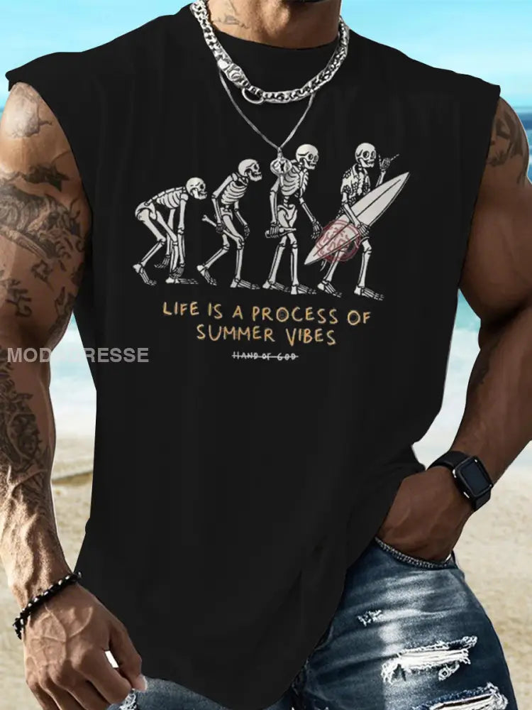 Mäns sommarstrand samling liv är en process av sommaren Vibes Tropical Beach Style Väst svart / S