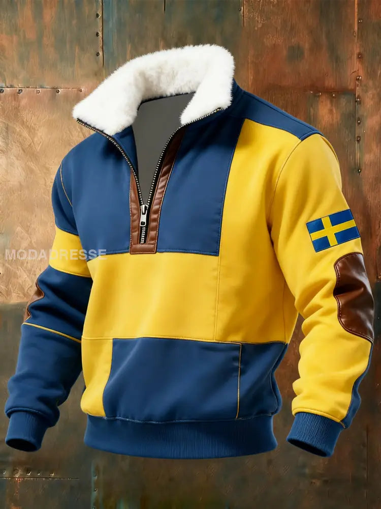 Mäns svenska flagga Skriv ut Sweatshirt som bild / S