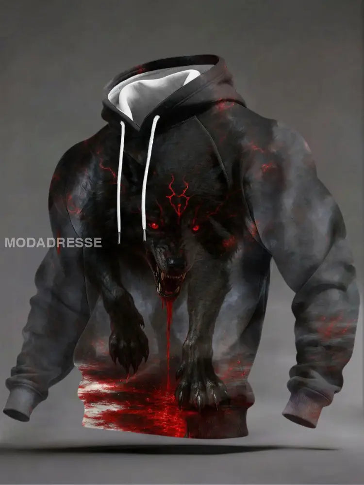 Mäns Viking Wolf Hoodie. som bild / S