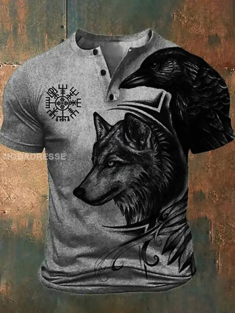 Mäns Viking Wolf Totem T-shirt grå / S