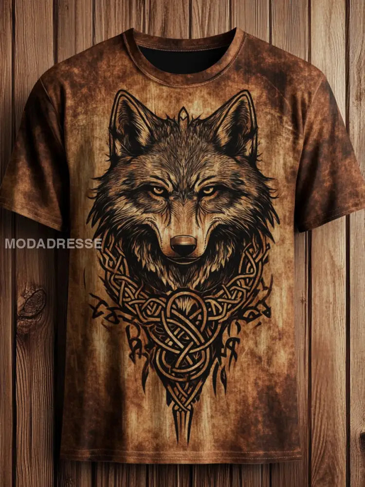 Mäns Viking Wolf Totem T-shirt som bild / S