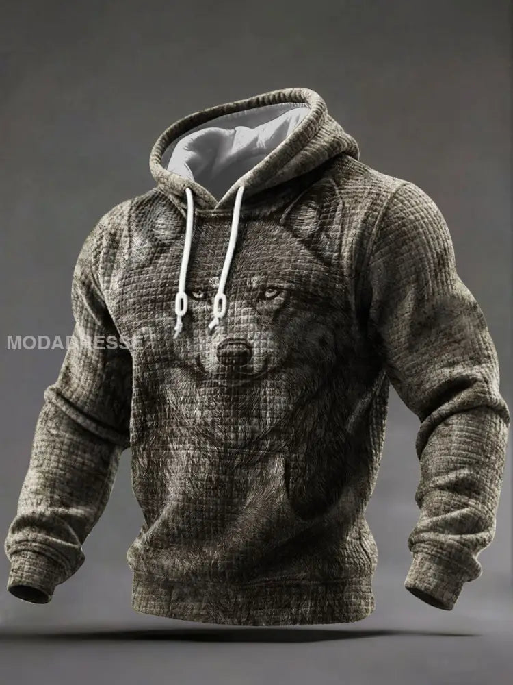 Mäns vikinga-styl våffle sticka Hoodie. som bild / S