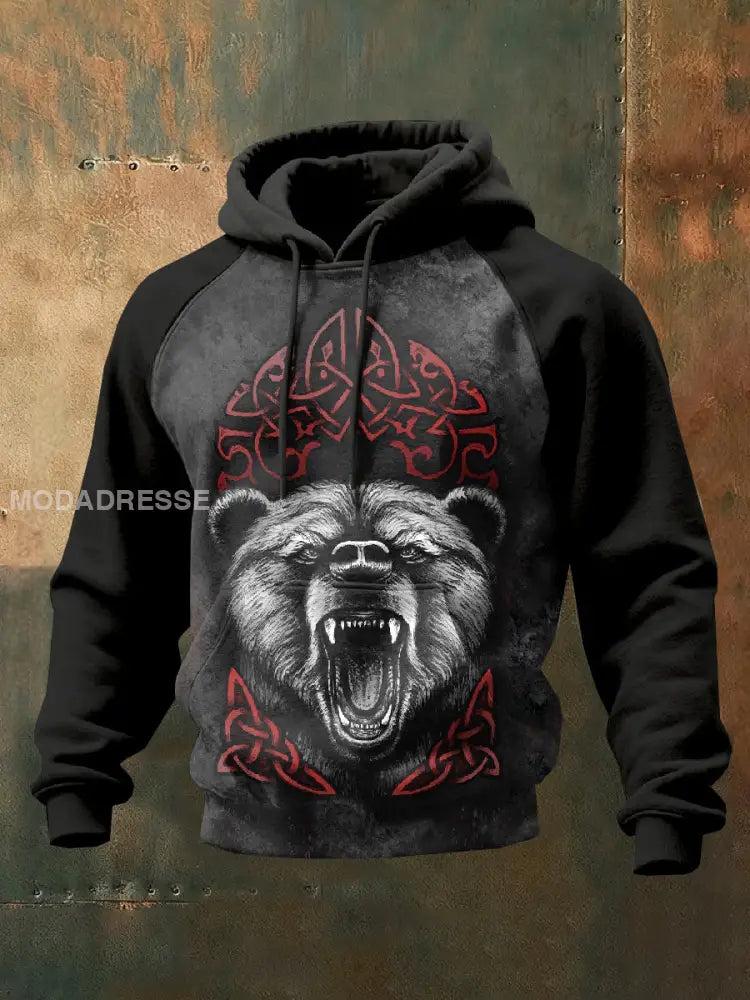 Mäns Vintage Viking mönster Casual Sweatshirt som bild / S