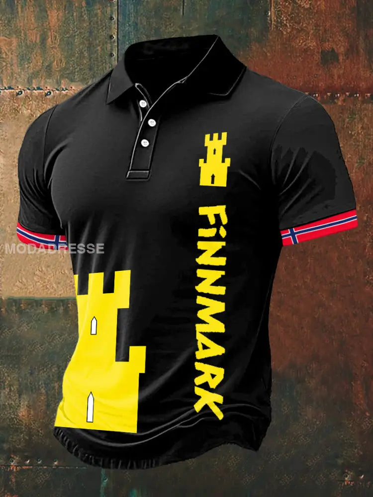 Mannens Finnmark Skriv ut Polo hals T-shirt S