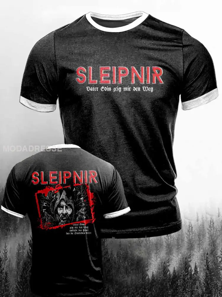 Menens Mars Sleipinr Skriv ut Vintage Kort erme T-shirt S