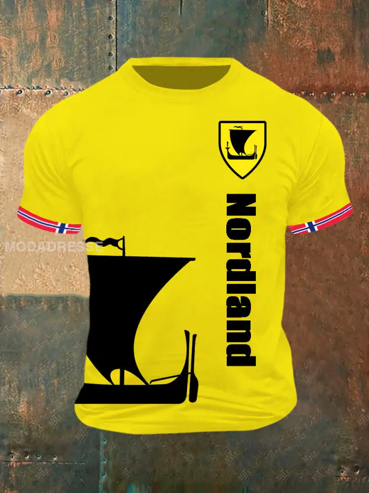 Menns Nordland skriv ut korte erme-t-shirt S
