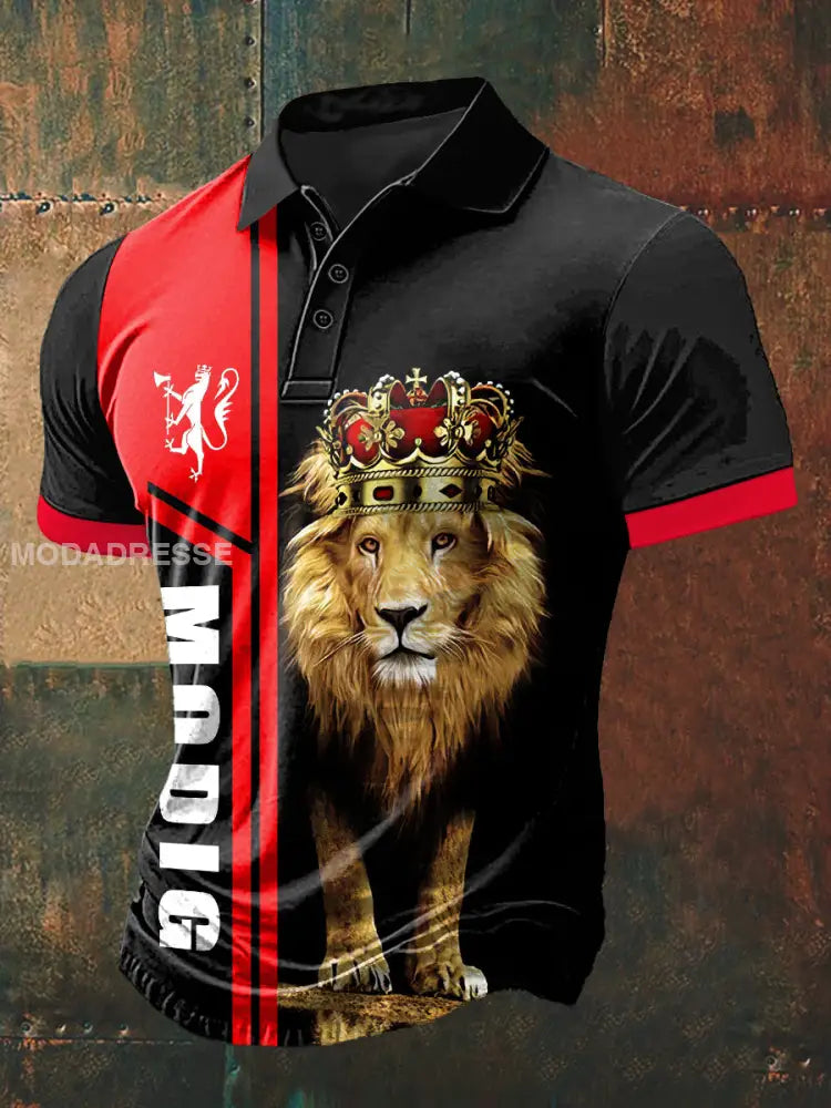 Menns Norge løvekonge Skriv ut Polo hals T-shirt S