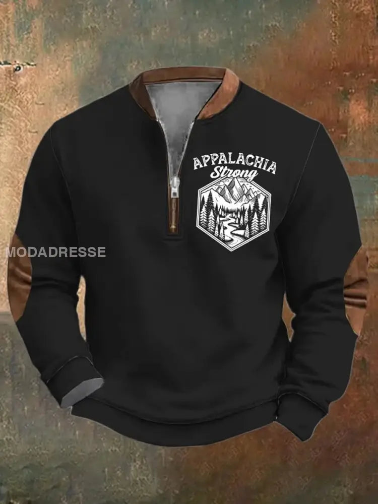 Menns Retro Country Western Art Print Design V halslålås Lange ermer Sweater Sweatshirt A / S