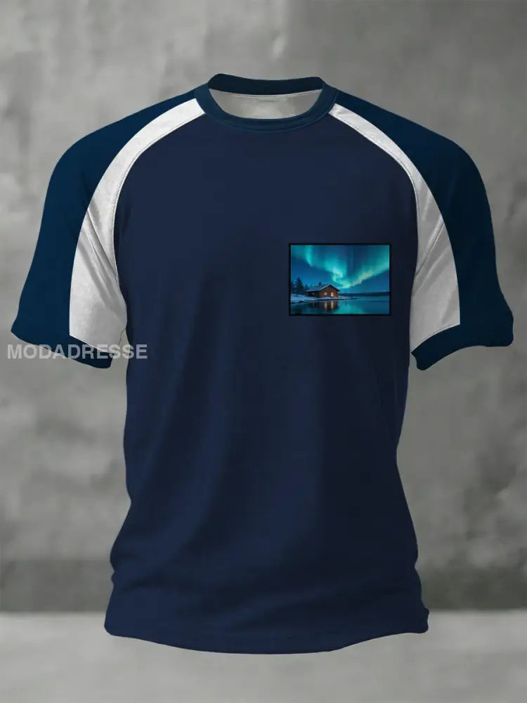 Miesten hienovarainen revontulet Raglan T-paita moniväri / S