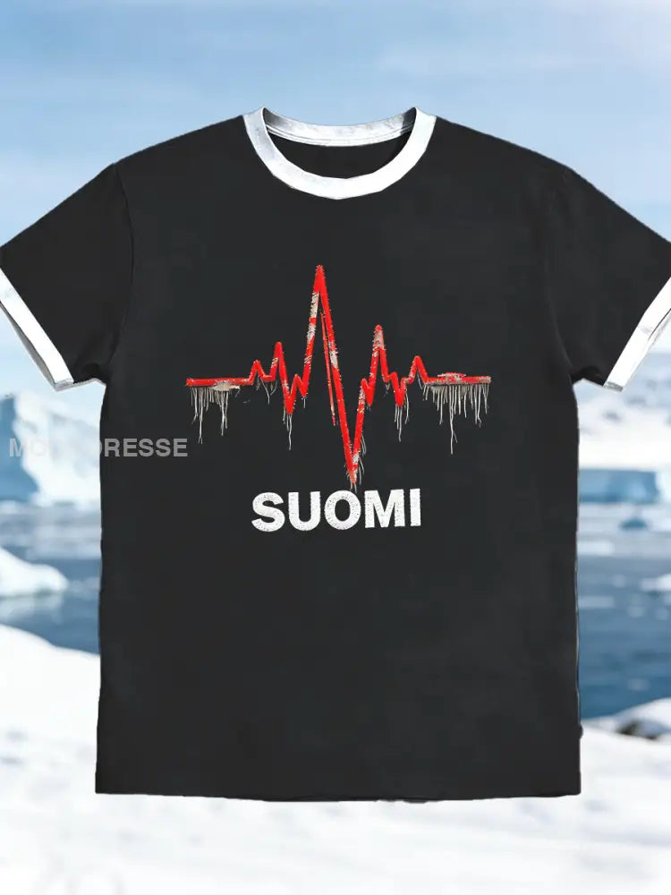 Miesten musta suomalainen SUOMI Tulosta vaarallinen T-paito musta / S