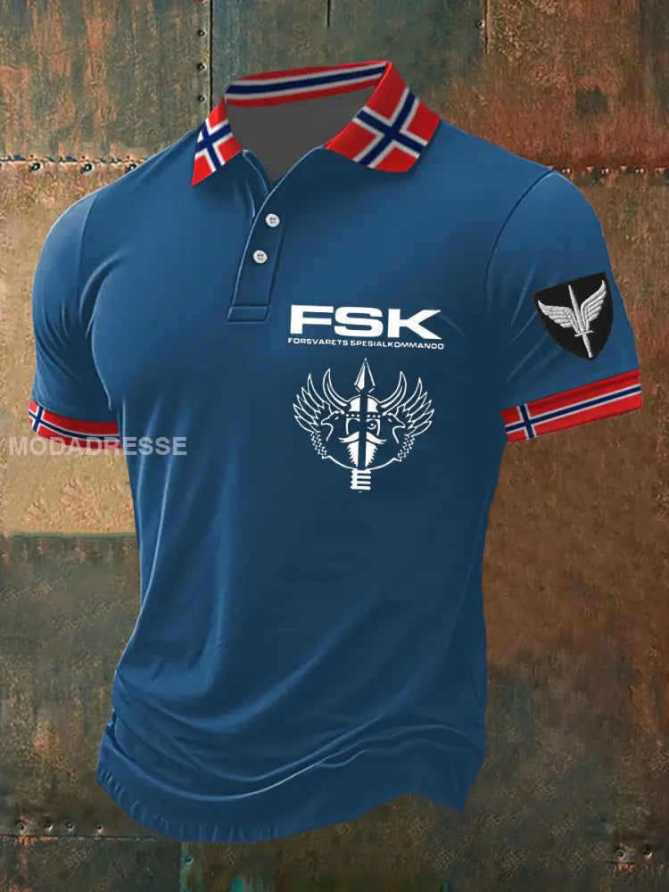 Norge FSK spesialoperasjoner trykt polo skjorte blå / S