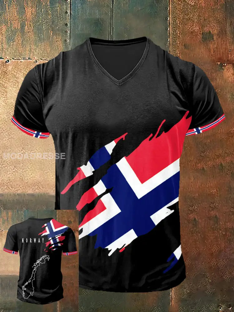 Norge trykt vintage-mode-kort-ærme til herret S