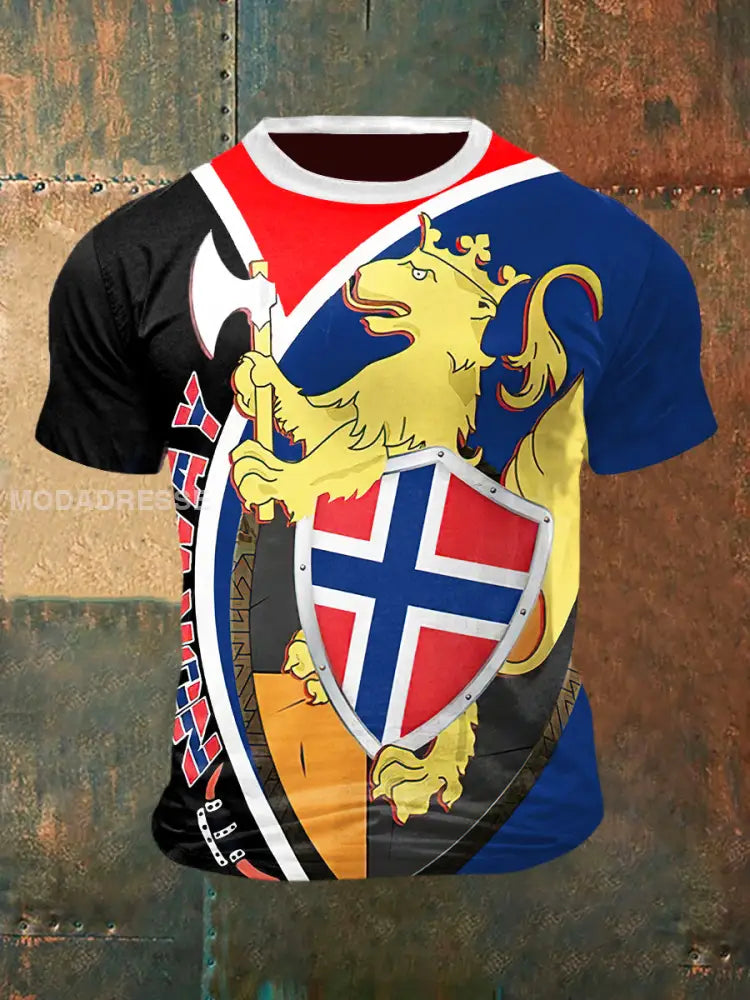 Norge utskrifter Vintage Kort erme T-shirt som bilete / S