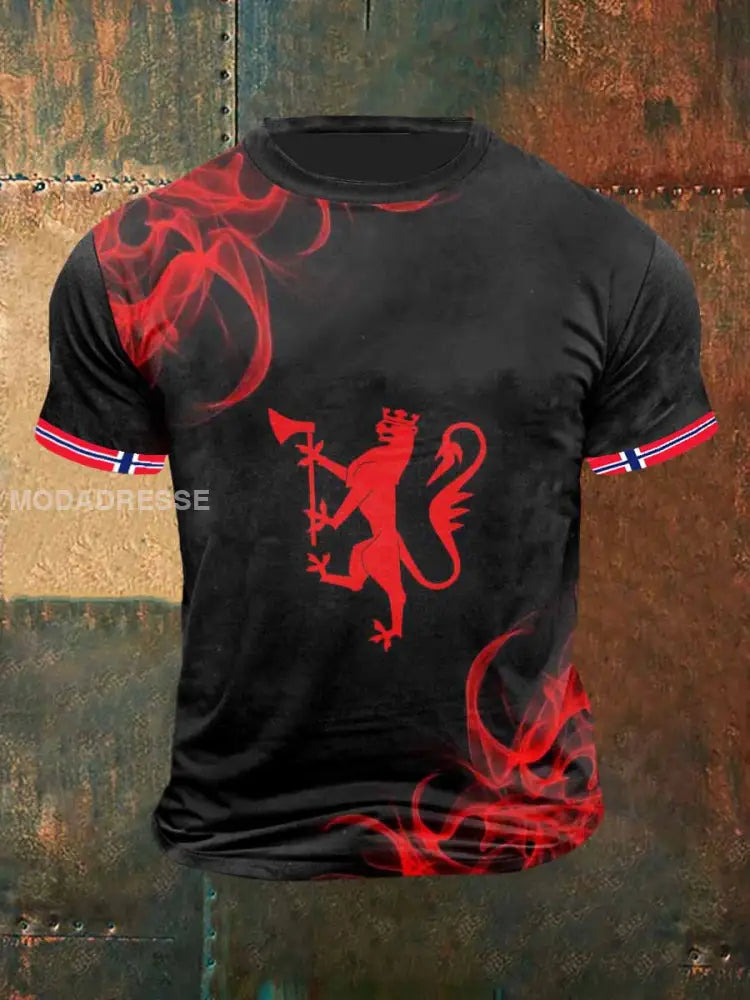 Norges hellig ild utskriver Vintage Moe Kort erme T-shirt S