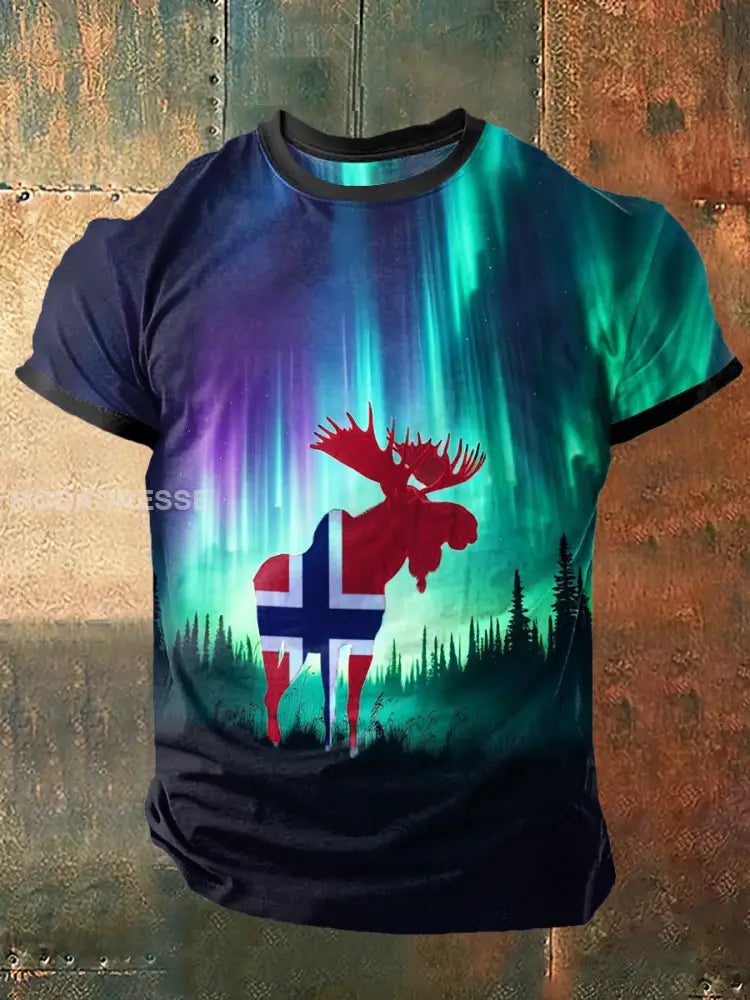 Rensdyr fra herrens norske trykk Vintage Kort erme T-shirt S