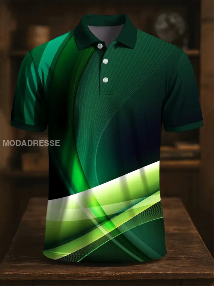 Retro konst Abstract linje Skriv ut Casual Polo skjjorta flerlog / S