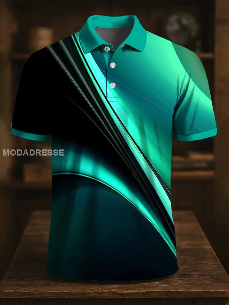 Retro konst Abstract linjer Färgblock Skriv ut Casual Polo tröj flerlog / S