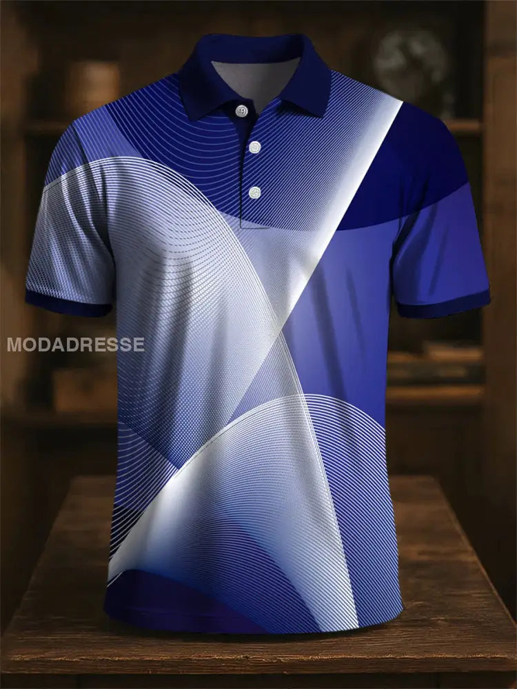 Retro konst flerfärg Abstrakt linje Skriv ut Casual Polo tröj flerlog / S