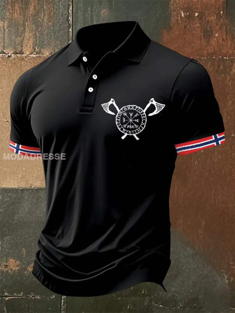 Retro norsk vikingebilde trykt kasseal polo skjorte som bilete / S
