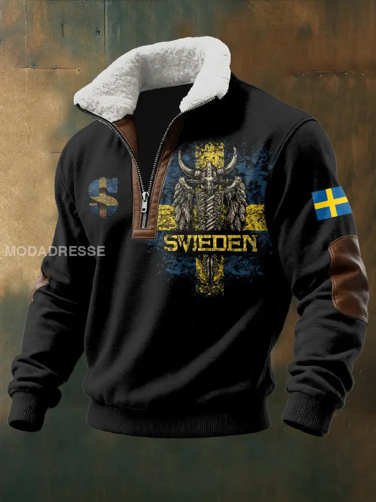 Retro Svensk mönstrad Casual Sweatshirt As picture / S