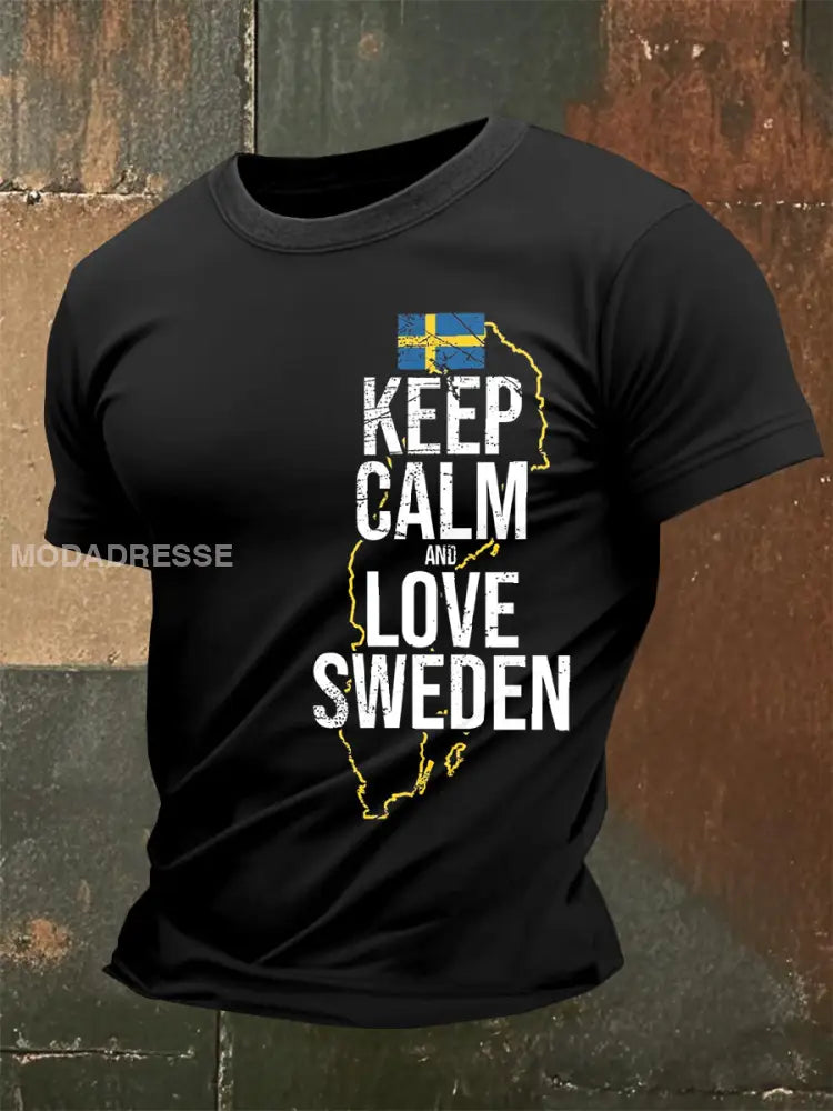 Retro Svenska Theed Print Casual T-shirt som bild / S