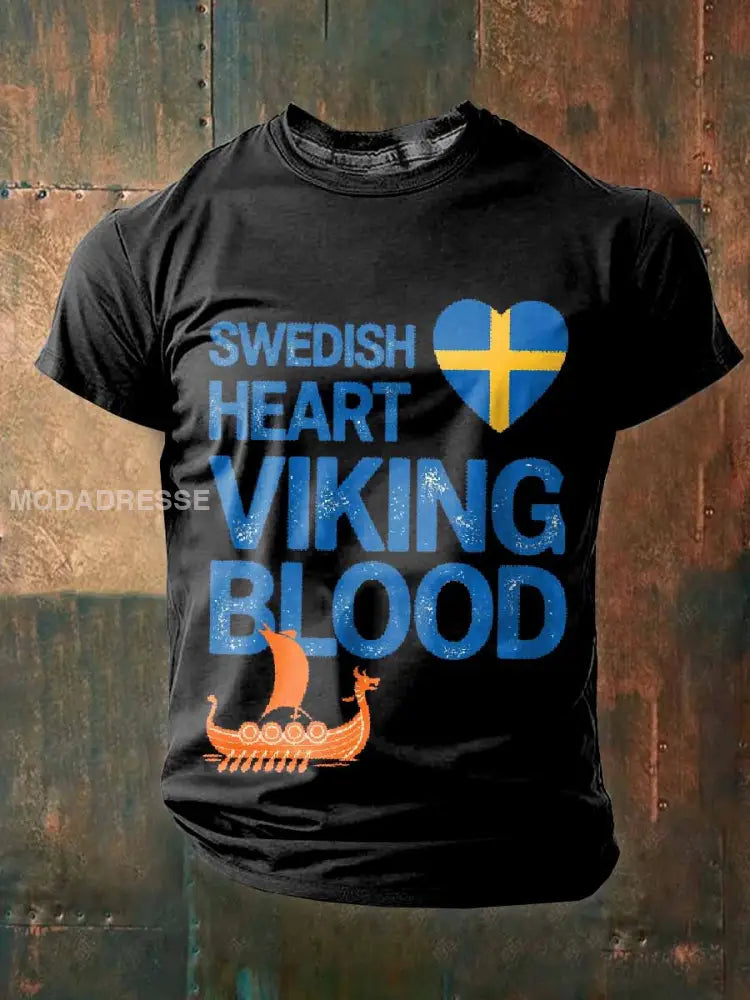 Retro Svenskt Vikingatröja För Män Casual T-shirt som bild / M