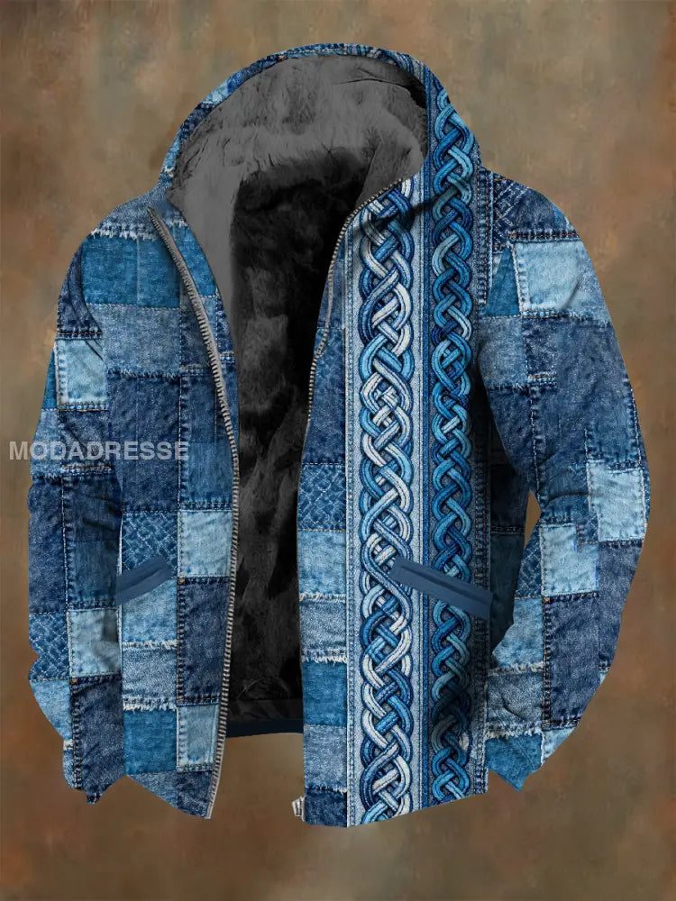 Retro Viking Print Casual Jacket Coa As picture / S