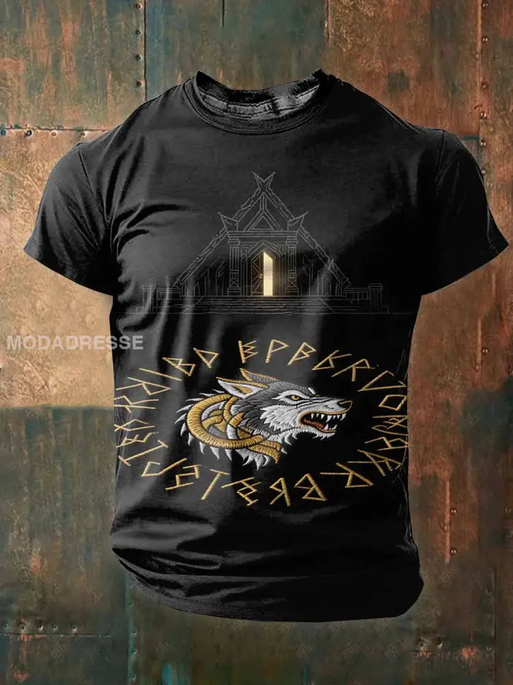 Retro Viking Valkyrietryckt Casual T-shirt För Män som bild / S