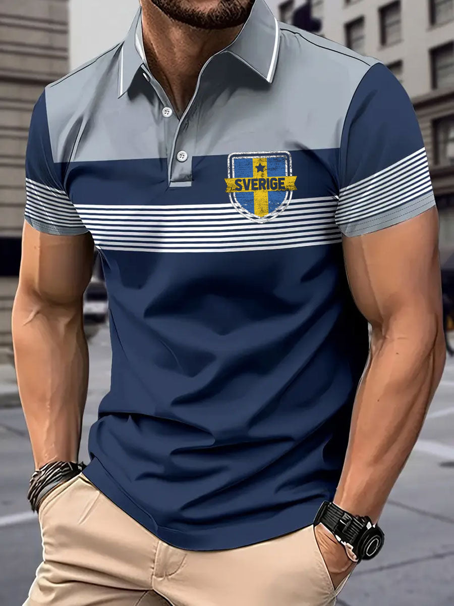 Mäns Sveriges flagga tryckta Casual Tops