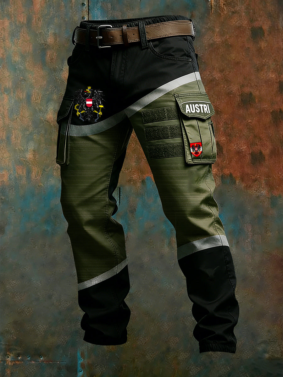 Mäns Vintage Österrikiska Flag Konst Print Business Casual Work Byxor