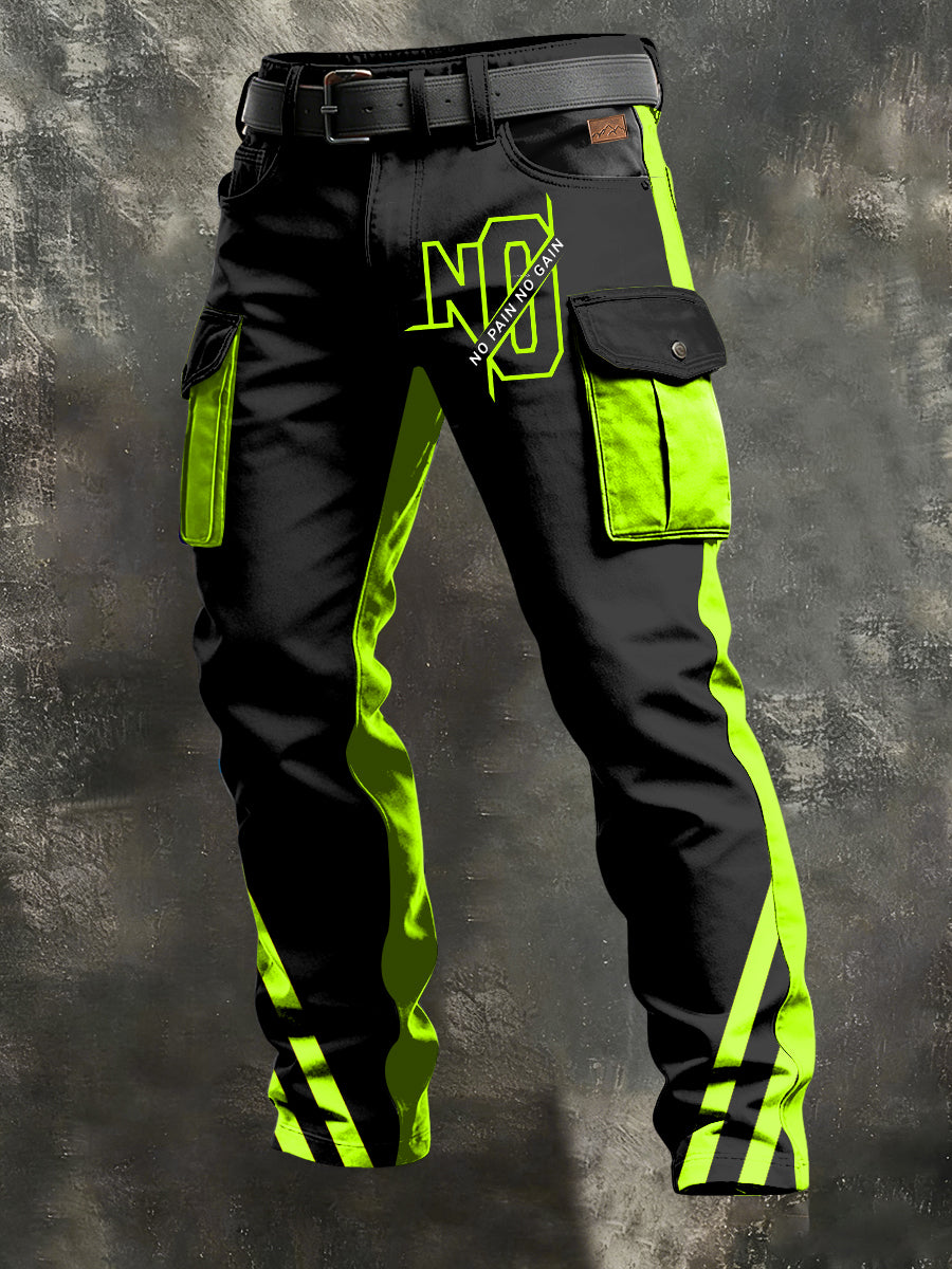 Mäns Retro Vacation Business Art Print Casual Workwear Byxor