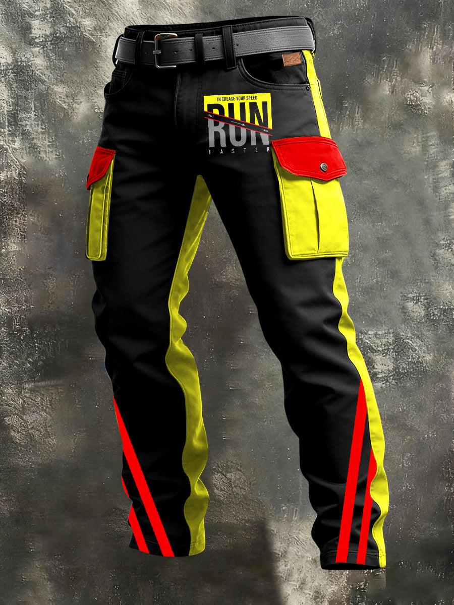 Mäns Retro Vacation Business Art Print Casual Workwear Byxor