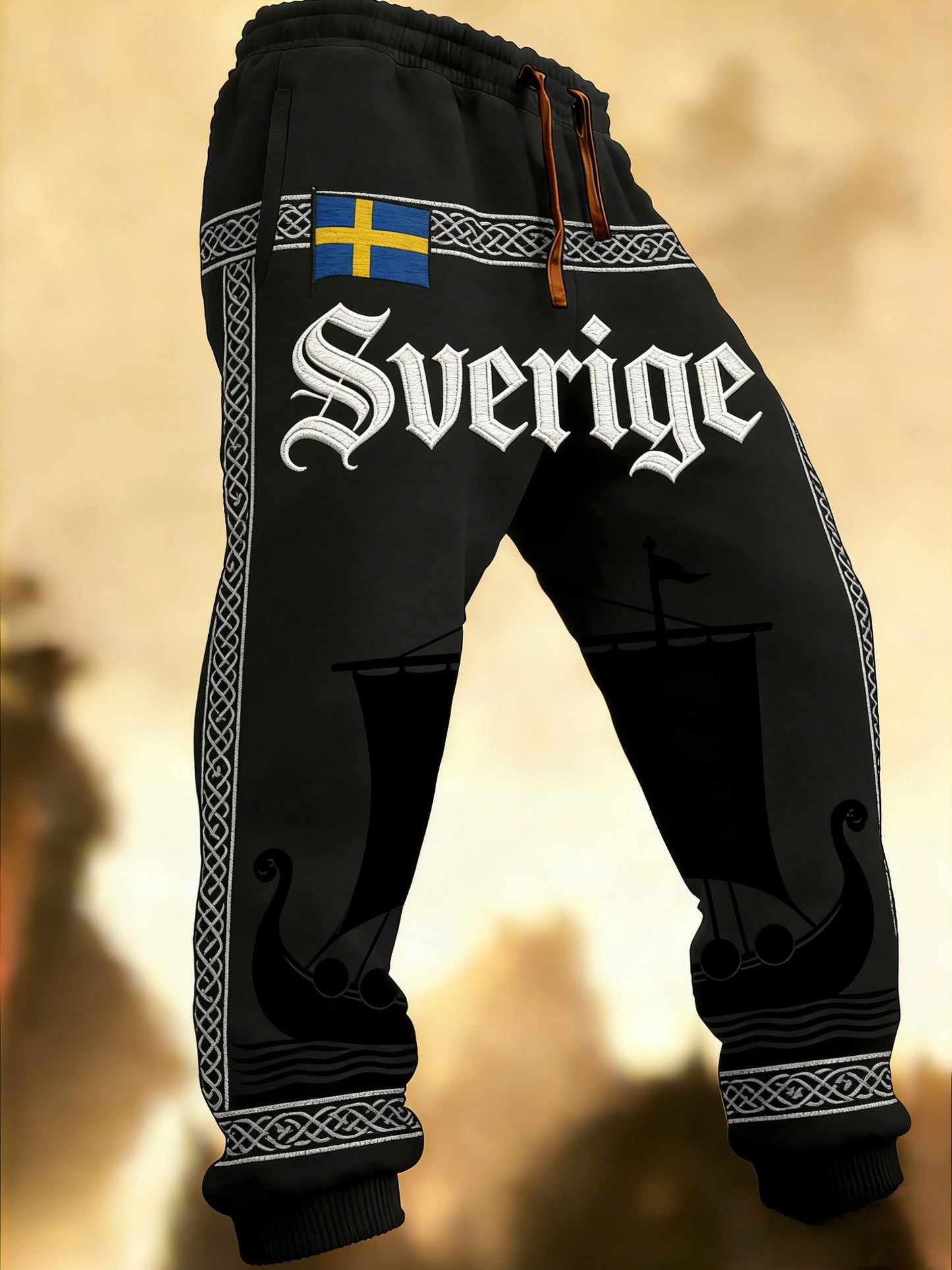 Herr Retro Viking Svensk Flagga Märke Fritidshusor