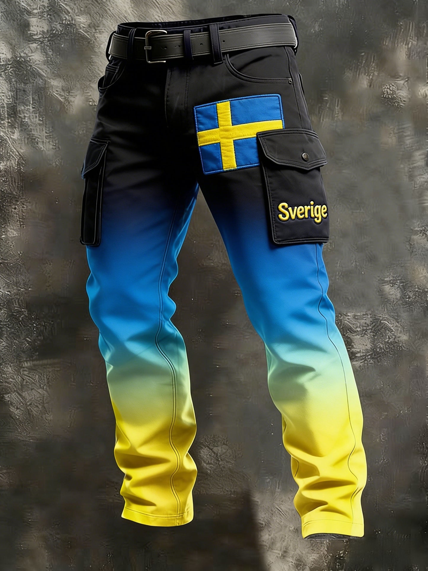 Mäns Retro Viking Svenska flaggmärke Business Style Casual Work Byxor