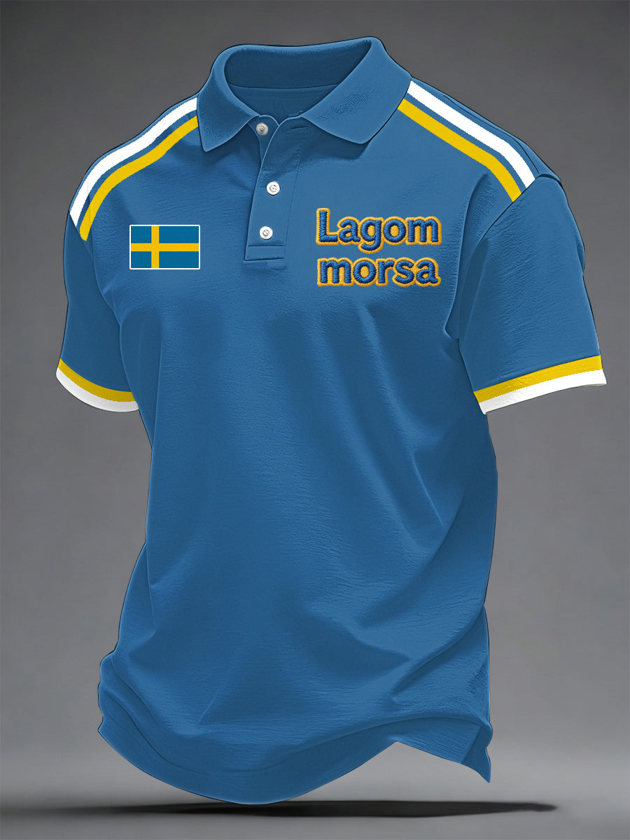 Mäns svenska morsdag Print Casual Topp